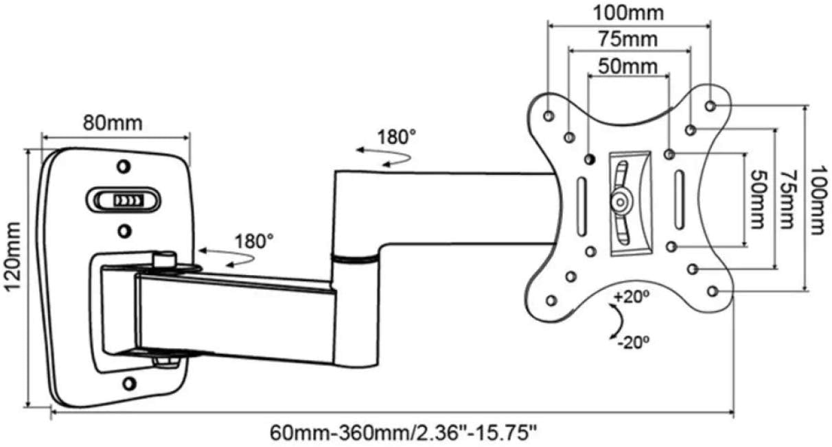 TV Wall Mount Bracket Full Motion Articulating Arms Extension Tilt Rotation, Fits Most 12 - 27 Inch LED, LCD OLED Flat & Curved TVs, Max VESA 100x100mm and Holds up to 33lbs by SVD