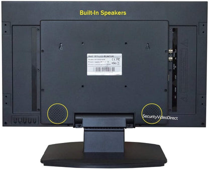 SVD 21.5 inch security monitor rear panel and video inputs