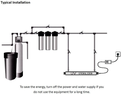 APPRO Home UV Ultraviolet Water Purifier Sterilizer Purification Filter 12GPM 55W